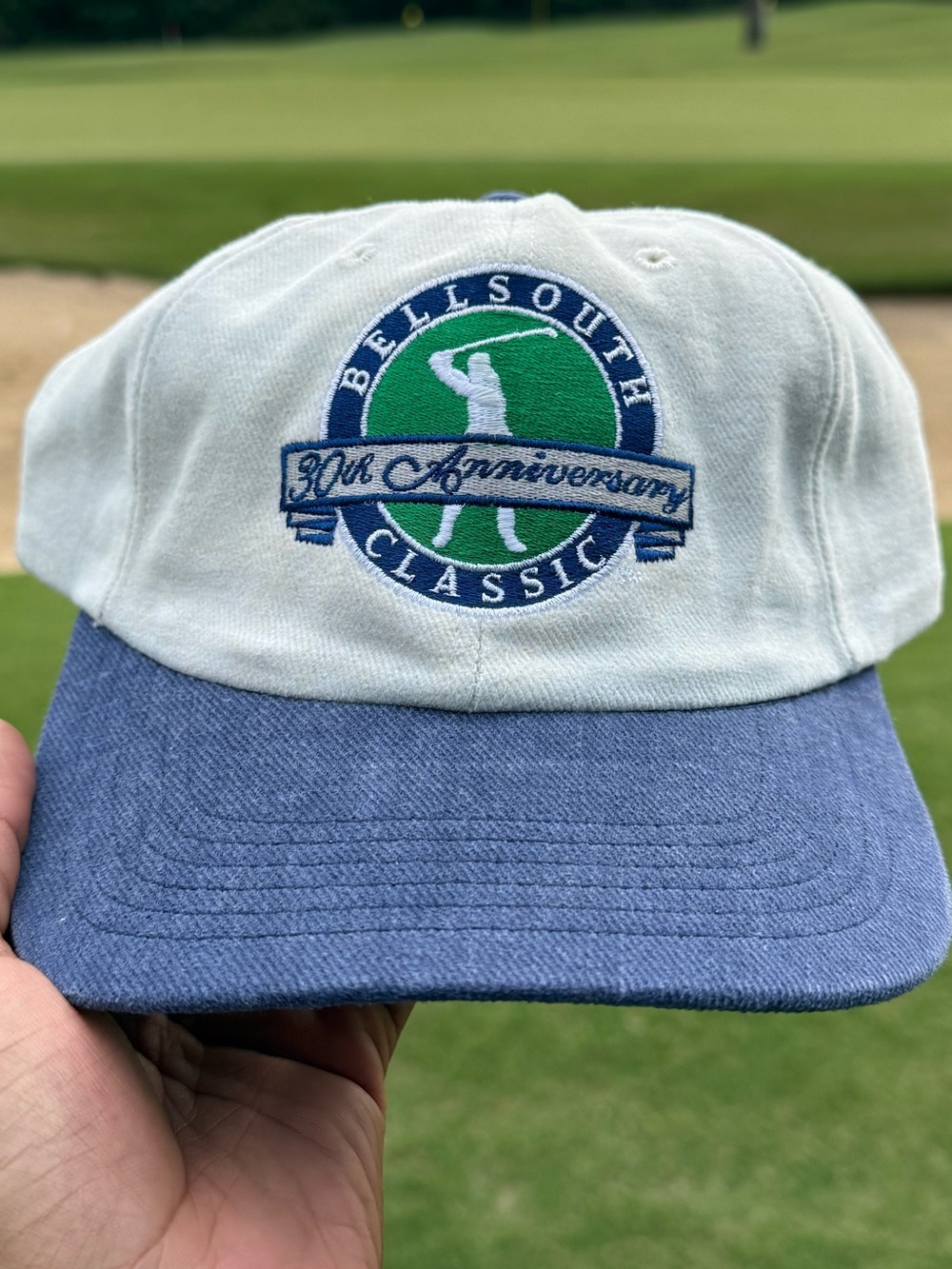 Vintage 90s Bellsouth Golf Classic 20th Anniversary White & Blue Golf Cap new - Picture 2 of 5